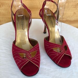 Dolce and Gabbana suede slingback sandals